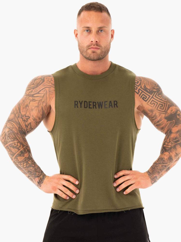 Podkoszulki Męskie Ryderwear Men Tanks Performance Baller Tank Khaki | PL2993QZ