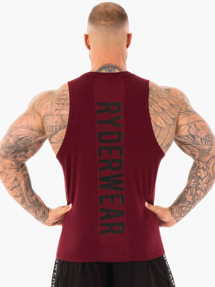 Podkoszulki Męskie Ryderwear Men Tanks Sportowe Cut Tank Bordowe | PL3090LH