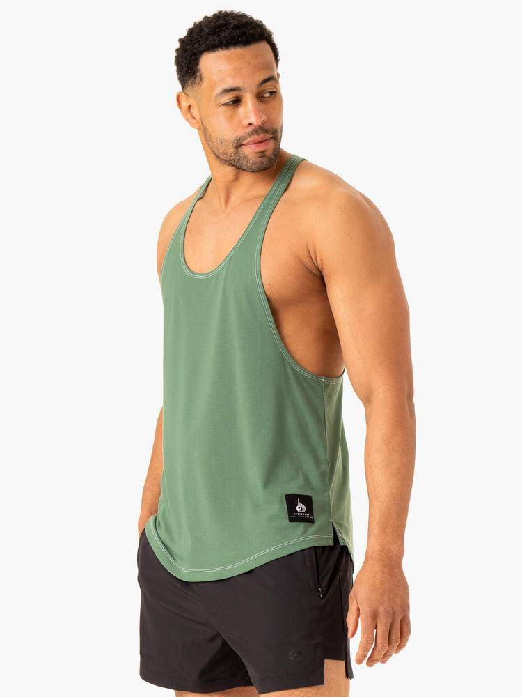 Podkoszulki Męskie Ryderwear Men Tanks Vital Gym Stringers T-Back Zielone | PL2607TV