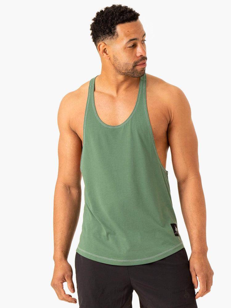 Podkoszulki Męskie Ryderwear Men Tanks Vital Gym Stringers T-Back Zielone | PL2607TV