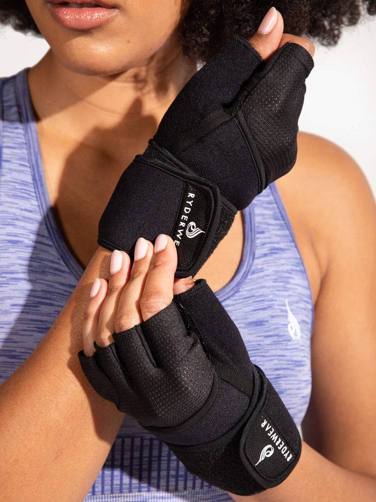 Rękawiczki Damskie Ryderwear Women Gloves Wrap Lifting Czarne | PL1052GL