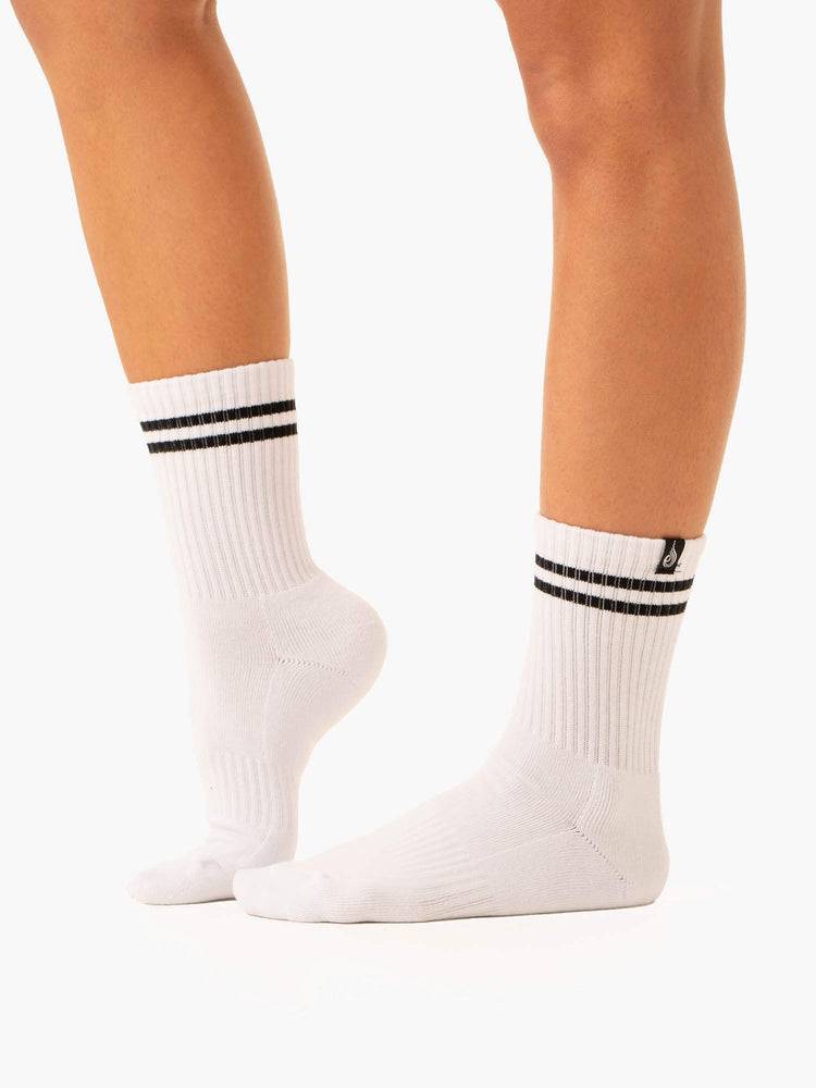 Skarpety Damskie Ryderwear Women Socks Stripe Crew Białe Zielone | PL1038QZ