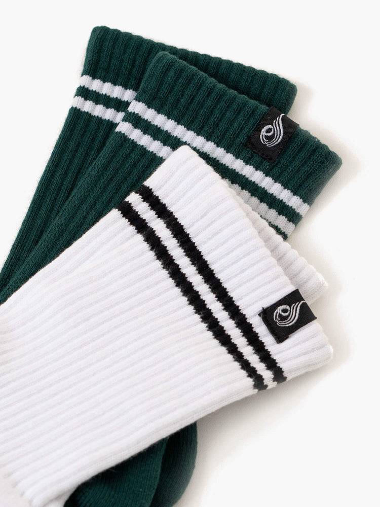 Skarpety Damskie Ryderwear Women Socks Stripe Crew Białe Zielone | PL1038QZ