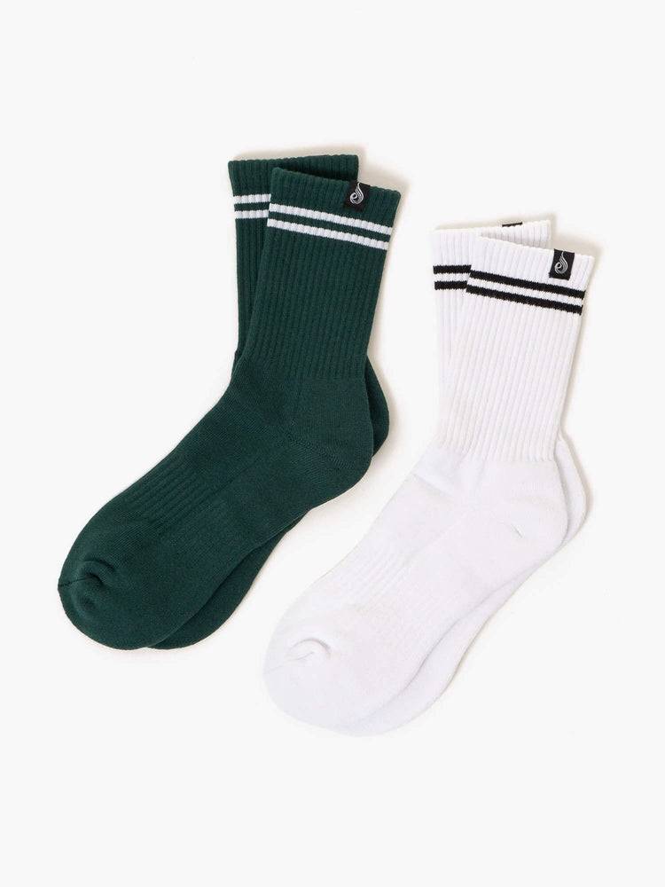 Skarpety Damskie Ryderwear Women Socks Stripe Crew Białe Zielone | PL1038QZ