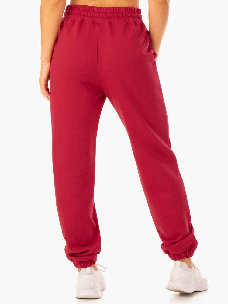 Spodnie Sportowe Damskie Ryderwear Women Track Pants Revival High Waisted Czerwone | PL1080JJ