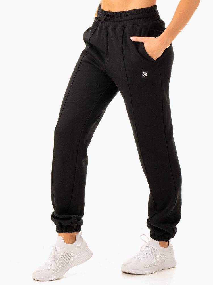 Spodnie Sportowe Damskie Ryderwear Women Track Pants Revival High Waisted Czarne | PL1082LH