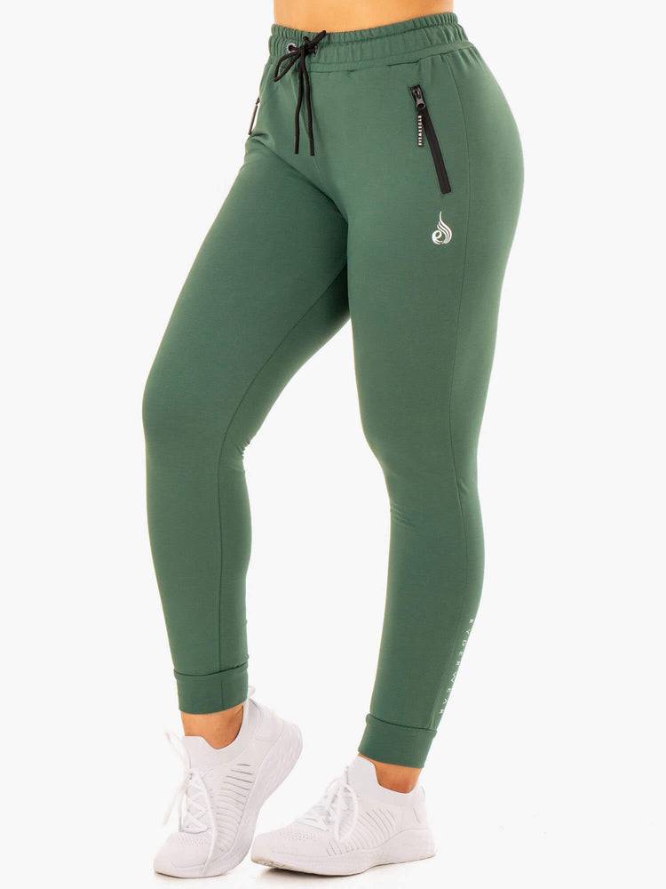 Spodnie Sportowe Damskie Ryderwear Women Track Pants Luxe Zielone | PL1089MA