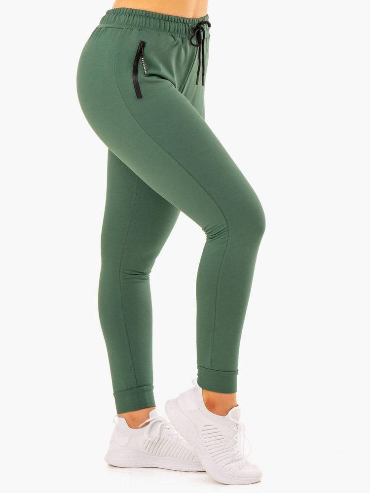 Spodnie Sportowe Damskie Ryderwear Women Track Pants Luxe Zielone | PL1089MA