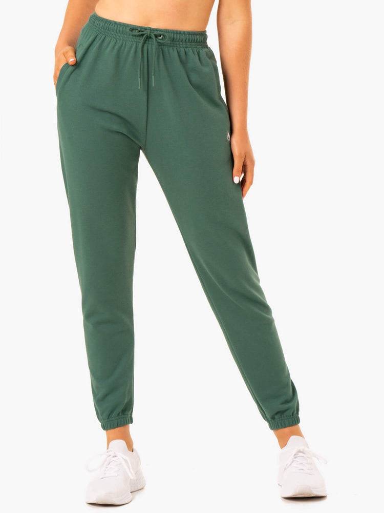 Spodnie Sportowe Damskie Ryderwear Women Track Pants Off-Duty Fleece Zielone | PL1092EX