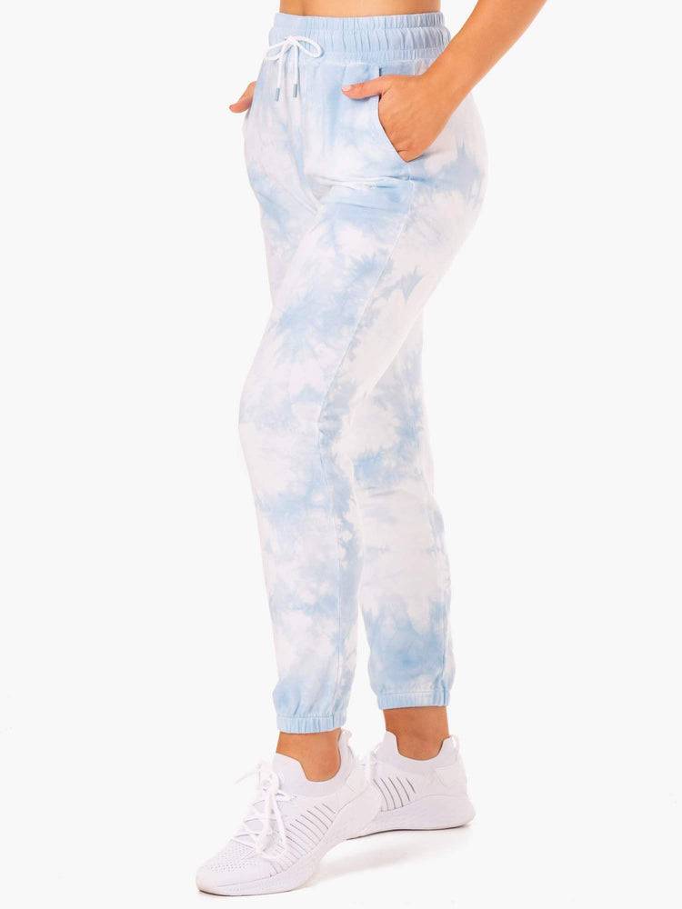 Spodnie Sportowe Damskie Ryderwear Women Track Pants Tie Dye High Waisted Niebieskie | PL1095YU