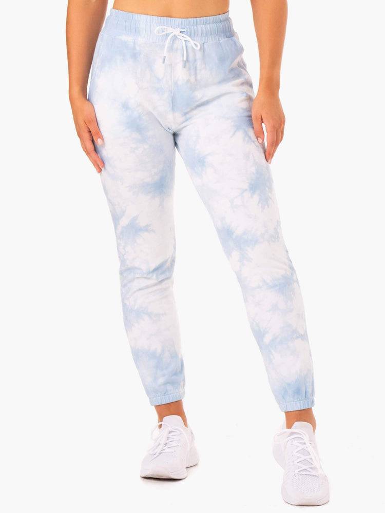 Spodnie Sportowe Damskie Ryderwear Women Track Pants Tie Dye High Waisted Niebieskie | PL1095YU