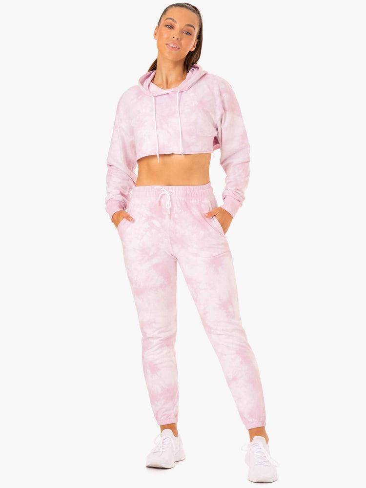 Spodnie Sportowe Damskie Ryderwear Women Track Pants Tie Dye High Waisted Różowe | PL1096UT