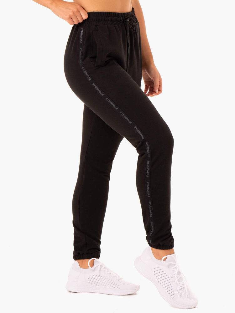 Spodnie Sportowe Damskie Ryderwear Women Track Pants Base High Waisted Czarne | PL1097IS