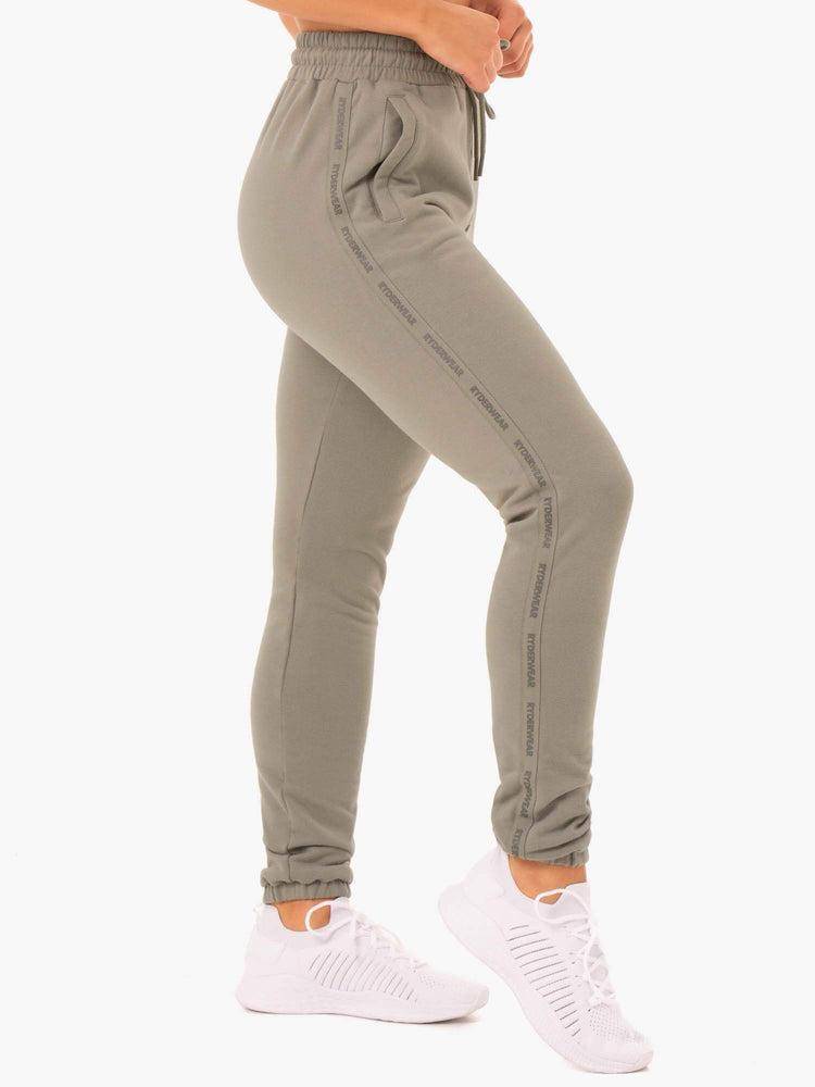 Spodnie Sportowe Damskie Ryderwear Women Track Pants Base High Waisted Khaki | PL1098OR