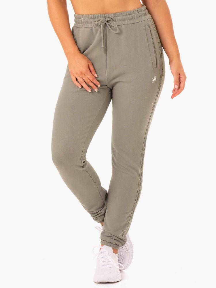 Spodnie Sportowe Damskie Ryderwear Women Track Pants Base High Waisted Khaki | PL1098OR