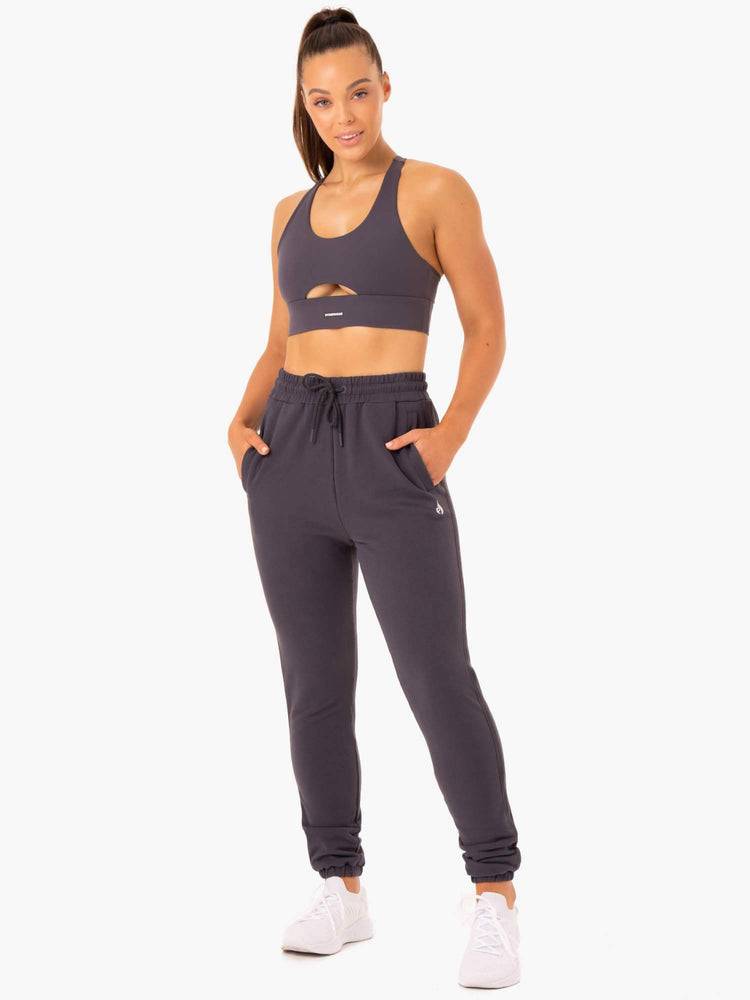 Spodnie Sportowe Damskie Ryderwear Women Track Pants Base High Waisted Szare | PL1100AP