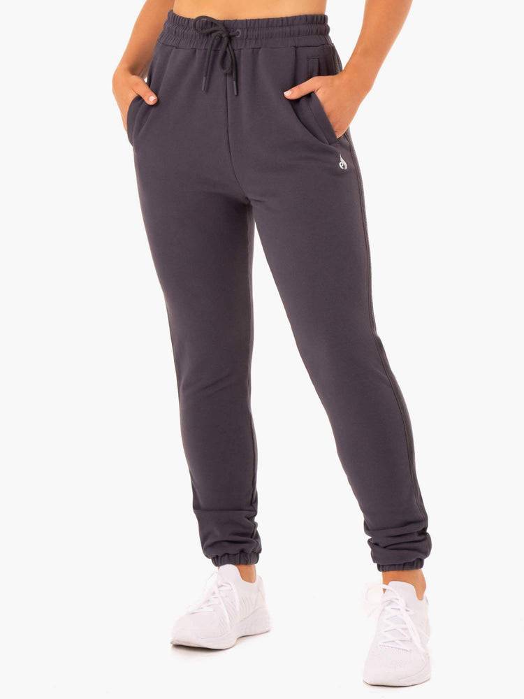 Spodnie Sportowe Damskie Ryderwear Women Track Pants Base High Waisted Szare | PL1100AP