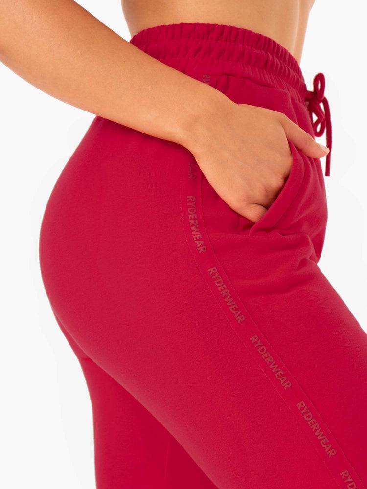 Spodnie Sportowe Damskie Ryderwear Women Track Pants Base High Waisted Różowe Czerwone | PL1102DN