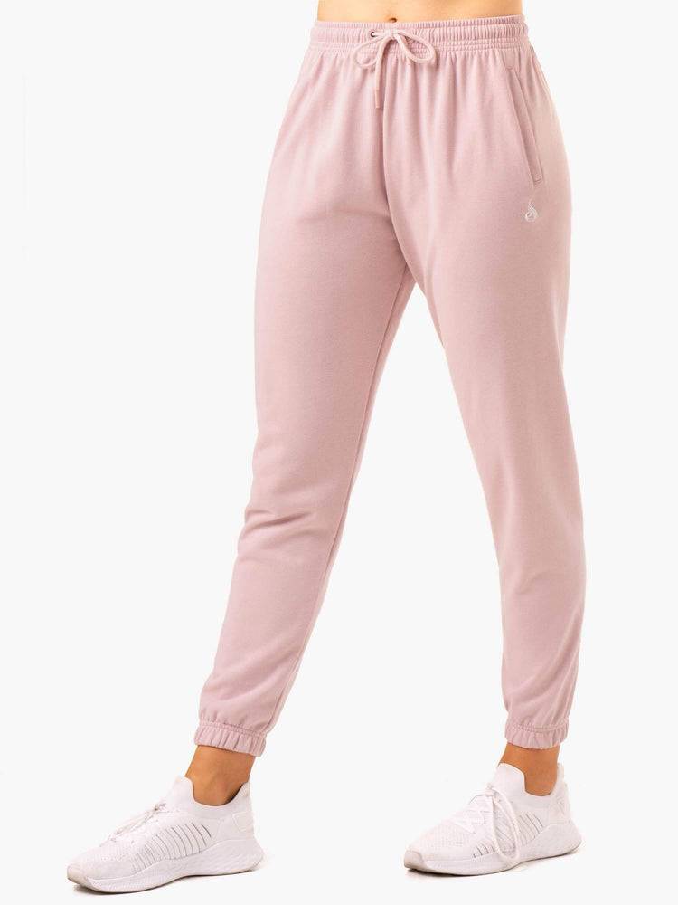 Spodnie Sportowe Damskie Ryderwear Women Track Pants Off-Duty Fleece Różowe | PL1104GL