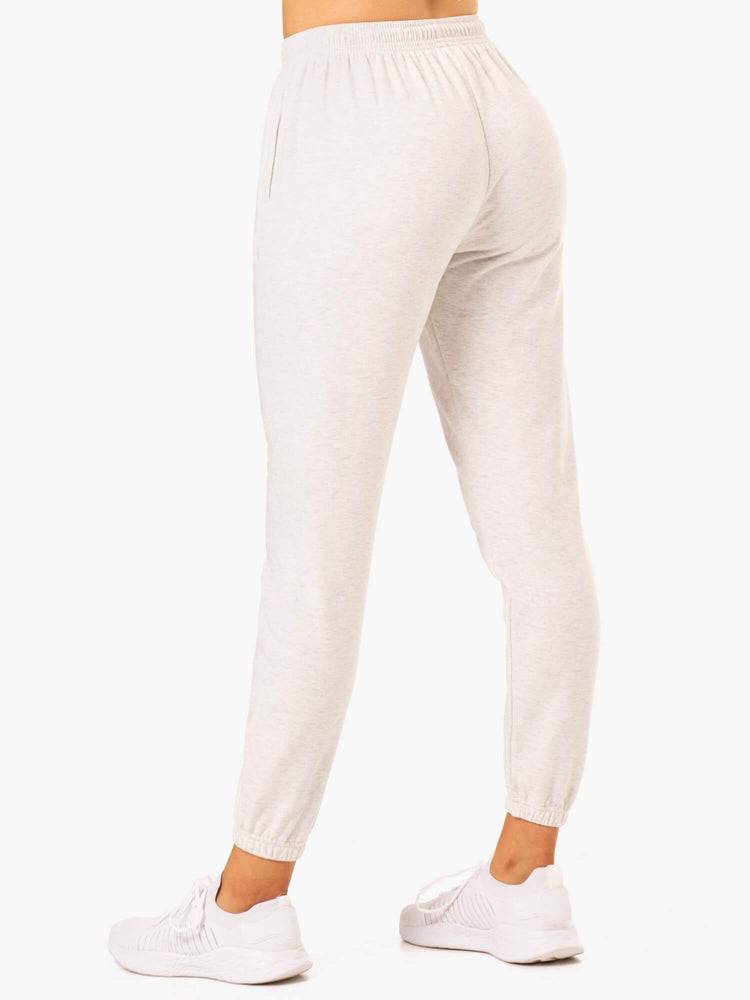 Spodnie Sportowe Damskie Ryderwear Women Track Pants Off-Duty Fleece Białe Szare | PL1106JJ