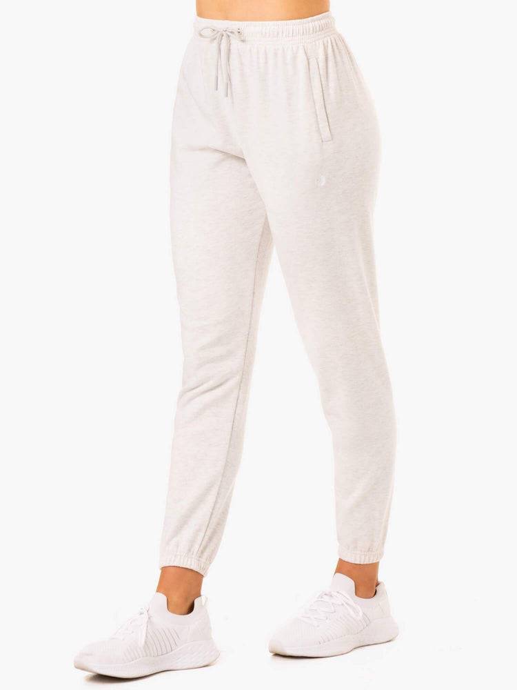 Spodnie Sportowe Damskie Ryderwear Women Track Pants Off-Duty Fleece Białe Szare | PL1106JJ