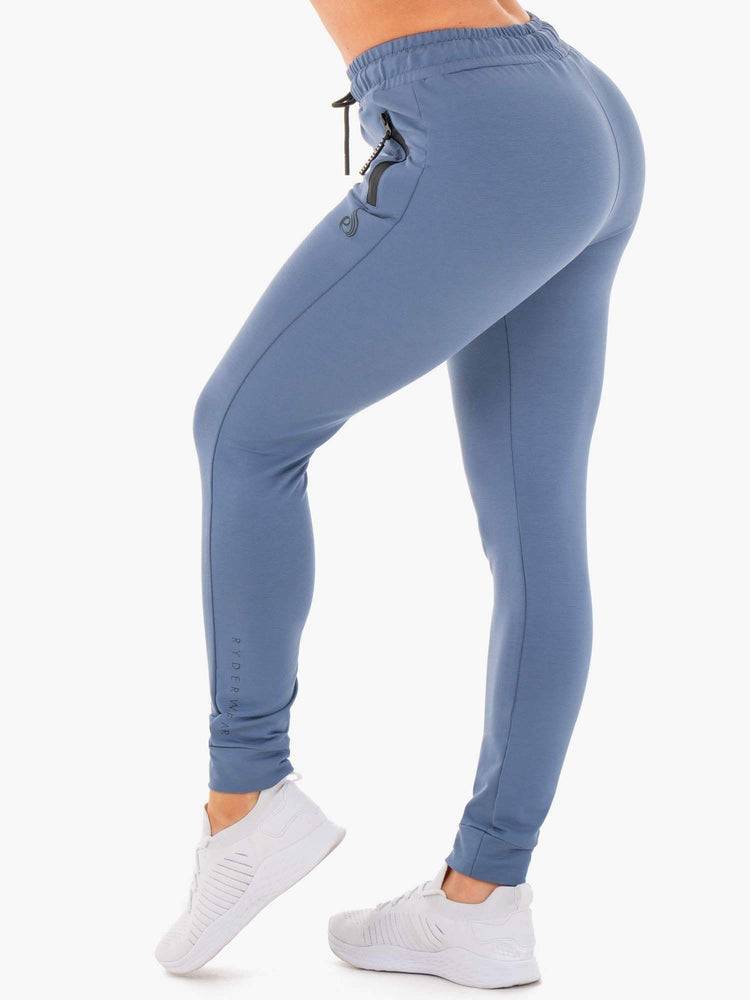 Spodnie Sportowe Damskie Ryderwear Women Track Pants Luxe Szare Niebieskie | PL1116QZ