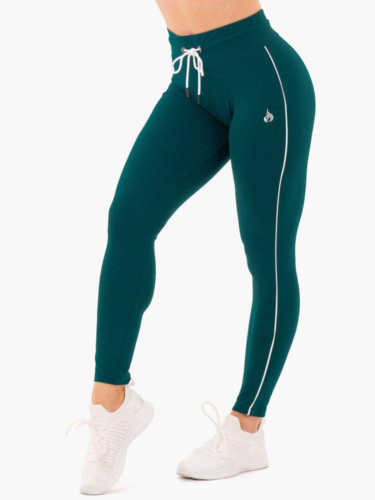 Spodnie Sportowe Damskie Ryderwear Women Track Pants High Waisted Leggings Turkusowe Zielone | PL1120TV