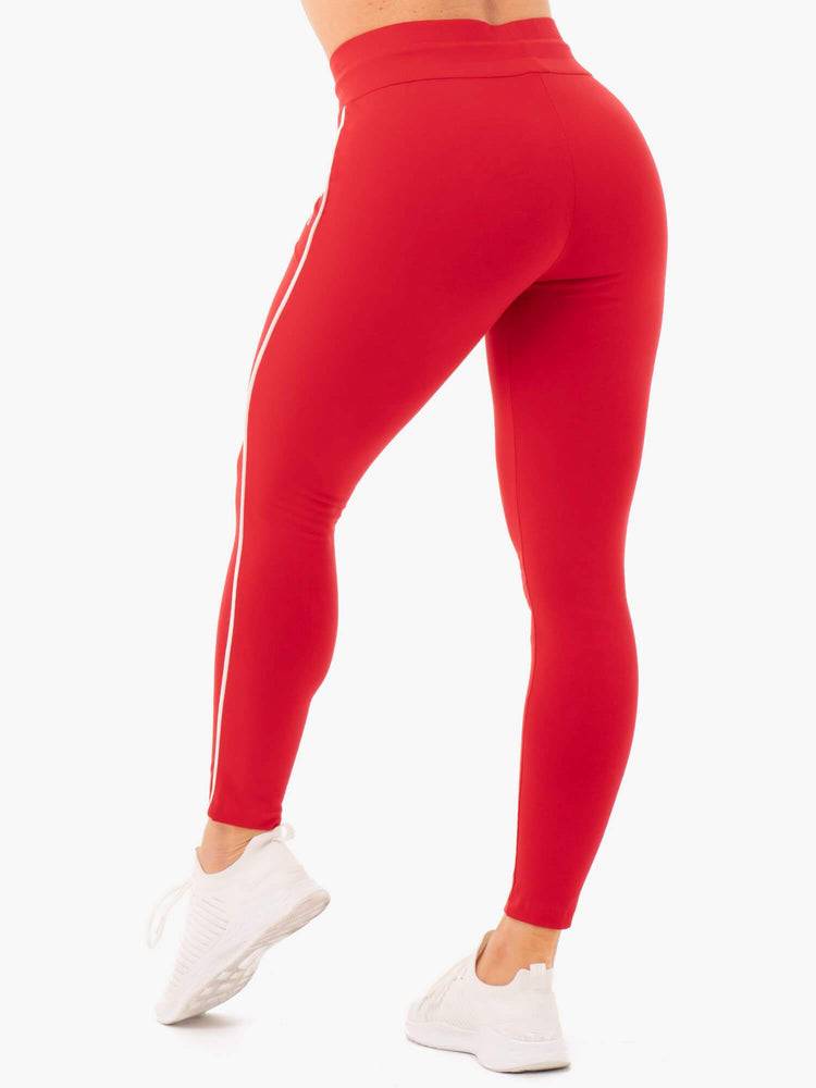 Spodnie Sportowe Damskie Ryderwear Women Track Pants High Waisted Leggings Czerwone | PL1122UT