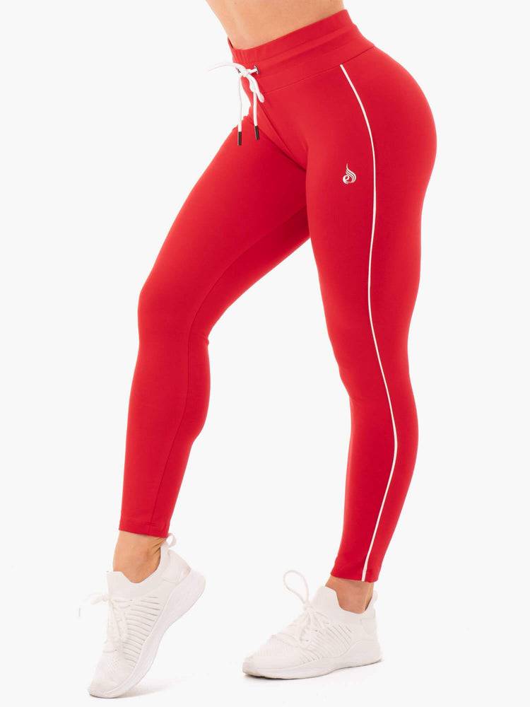 Spodnie Sportowe Damskie Ryderwear Women Track Pants High Waisted Leggings Czerwone | PL1122UT