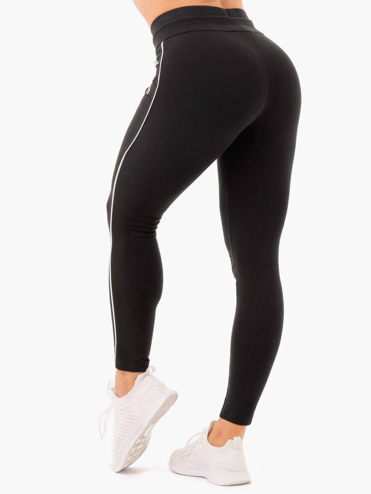 Spodnie Sportowe Damskie Ryderwear Women Track Pants High Waisted Leggings Czarne | PL1123IS