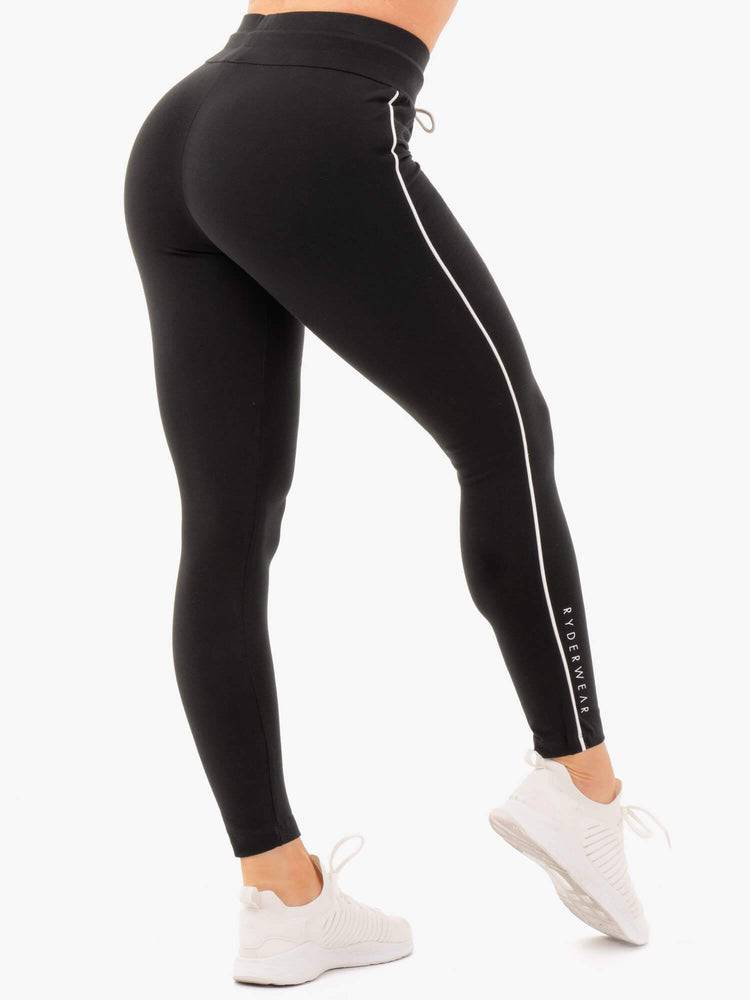 Spodnie Sportowe Damskie Ryderwear Women Track Pants High Waisted Leggings Czarne | PL1123IS