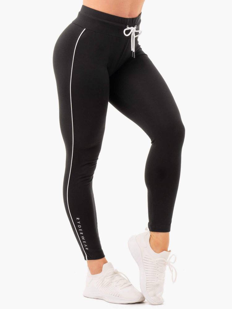 Spodnie Sportowe Damskie Ryderwear Women Track Pants High Waisted Leggings Czarne | PL1123IS