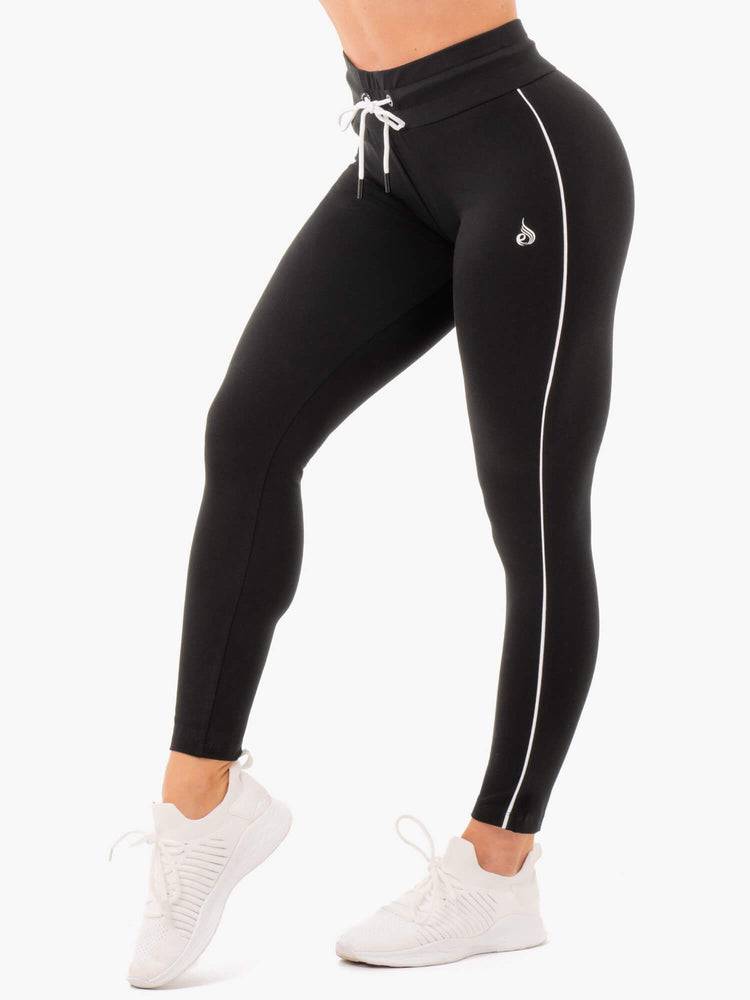 Spodnie Sportowe Damskie Ryderwear Women Track Pants High Waisted Leggings Czarne | PL1123IS