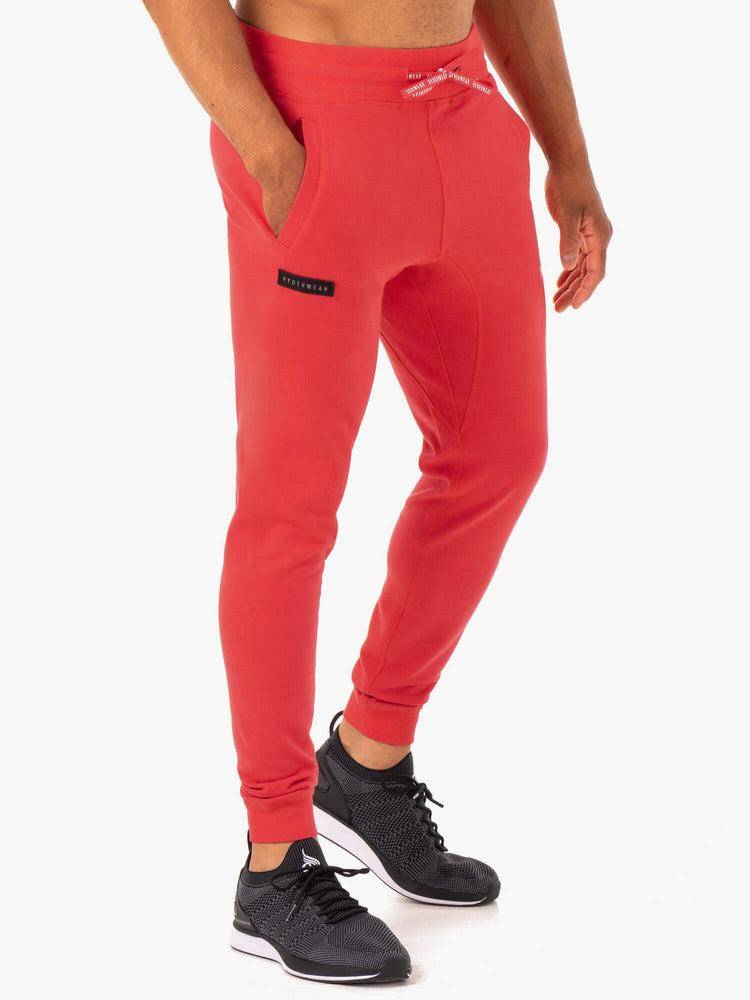 Spodnie Sportowe Męskie Ryderwear Men Track Pants Recharge Tapered Czerwone | PL3111BC