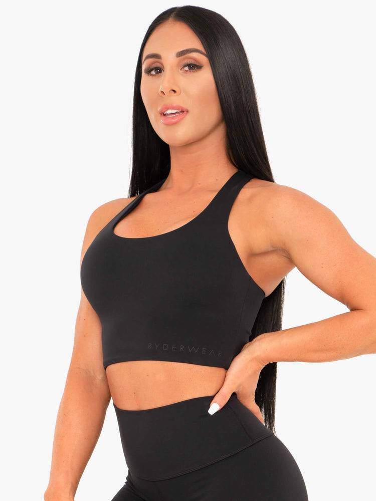 Staniki Sportowe Damskie Ryderwear Women Sports Bra NKD Czarne | PL1584QZ