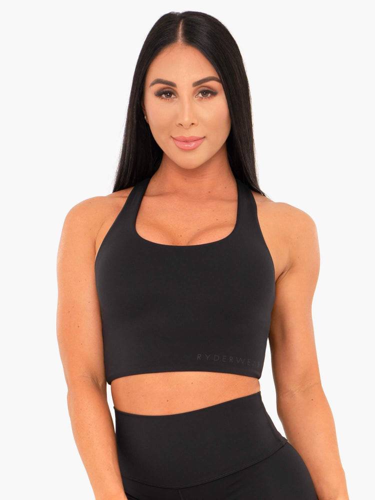 Staniki Sportowe Damskie Ryderwear Women Sports Bra NKD Czarne | PL1584QZ