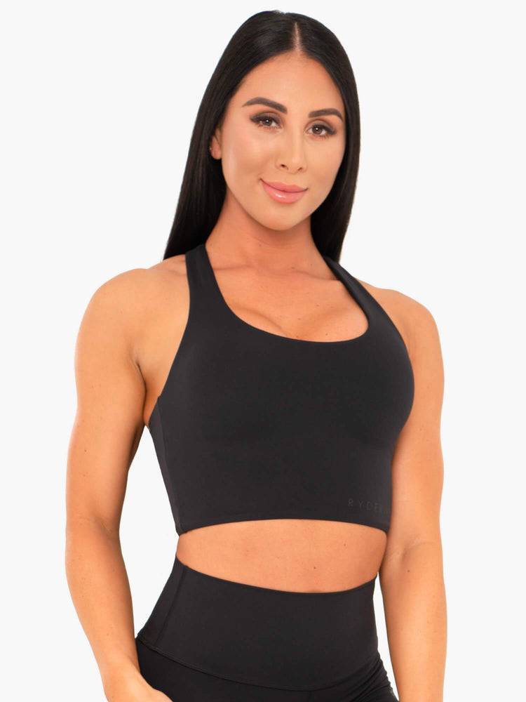 Staniki Sportowe Damskie Ryderwear Women Sports Bra NKD Czarne | PL1584QZ