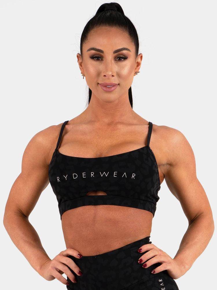 Staniki Sportowe Damskie Ryderwear Women Sports Bra Animal Panterka Czarne | PL1585WY