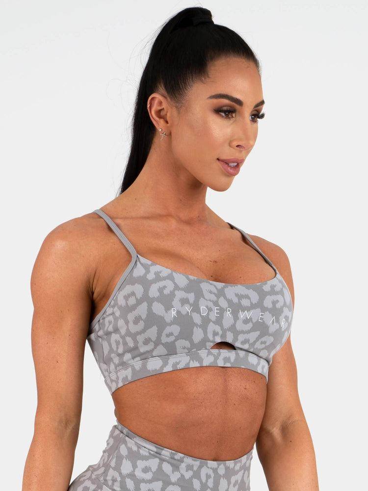 Staniki Sportowe Damskie Ryderwear Women Sports Bra Animal Panterka Szare | PL1591IS