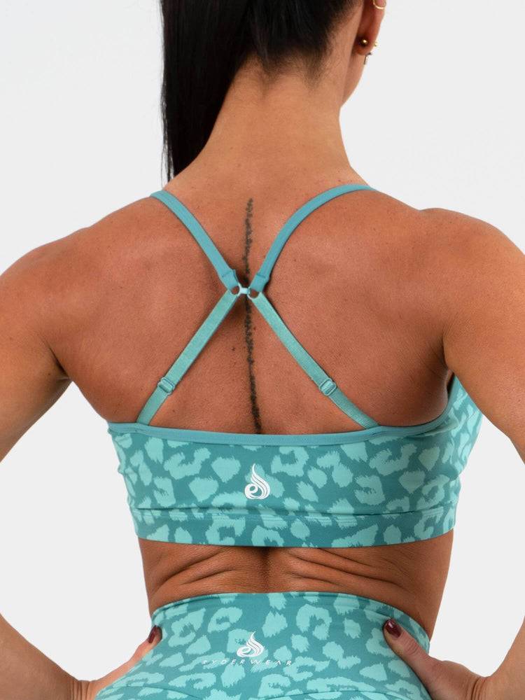 Staniki Sportowe Damskie Ryderwear Women Sports Bra Animal Panterka Turkusowe | PL1596DN