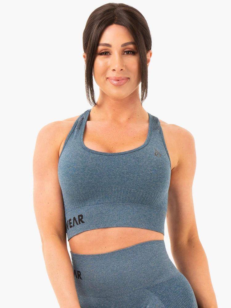 Staniki Sportowe Damskie Ryderwear Women Sports Bra Seamless Staples Turkusowe | PL1600JJ