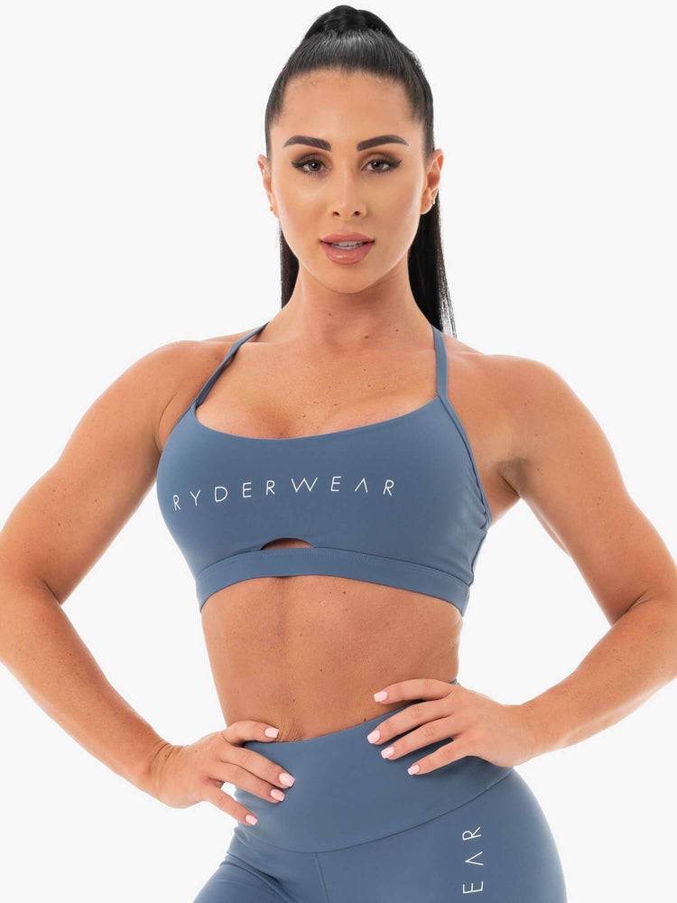 Staniki Sportowe Damskie Ryderwear Women Sports Bra Staples Szare Niebieskie | PL1603ZG