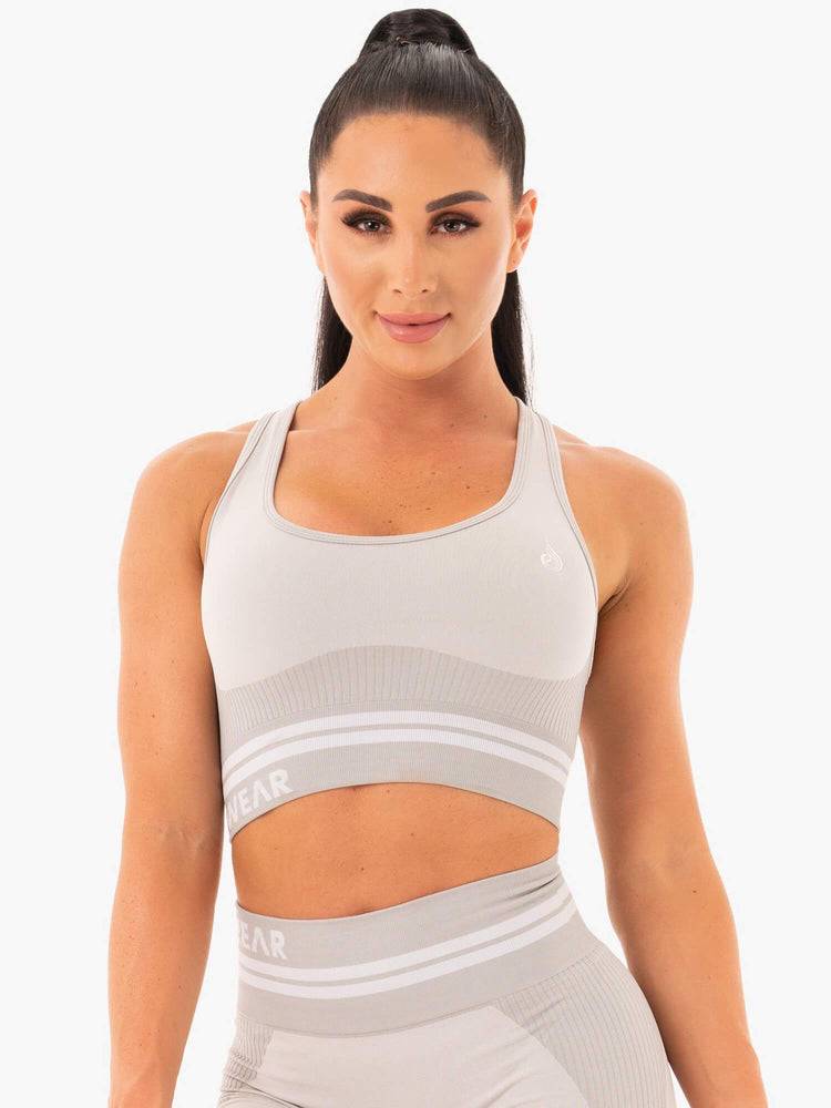 Staniki Sportowe Damskie Ryderwear Women Sports Bra Freestyle Seamless Longline Szare | PL1604XF