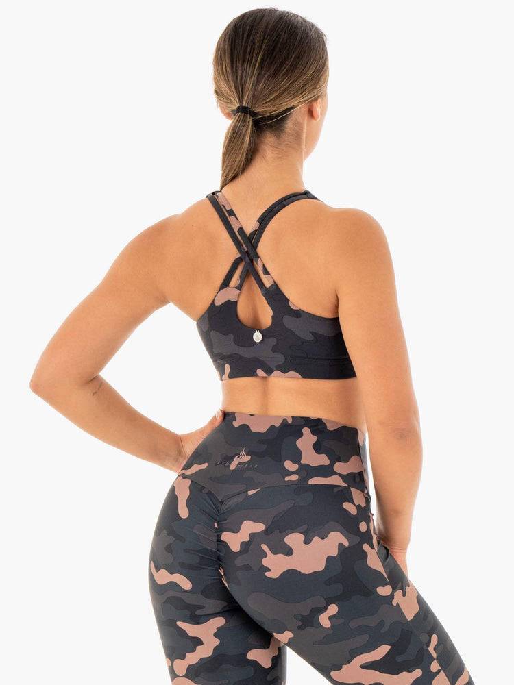 Staniki Sportowe Damskie Ryderwear Women Sports Bra Camo Różowe Camo | PL1605CE