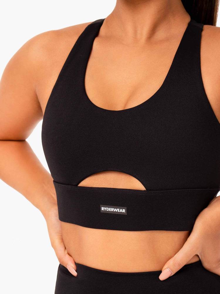 Staniki Sportowe Damskie Ryderwear Women Sports Bra Base Racer Back Czarne | PL1607BC