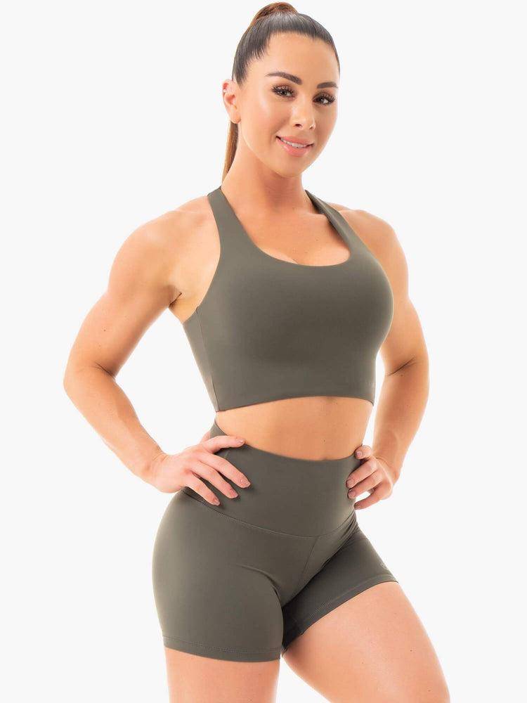 Staniki Sportowe Damskie Ryderwear Women Sports Bra NKD Khaki | PL1617IS