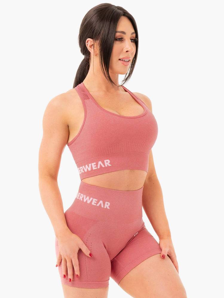 Staniki Sportowe Damskie Ryderwear Women Sports Bra Seamless Staples Różowe Różowe | PL1621SO