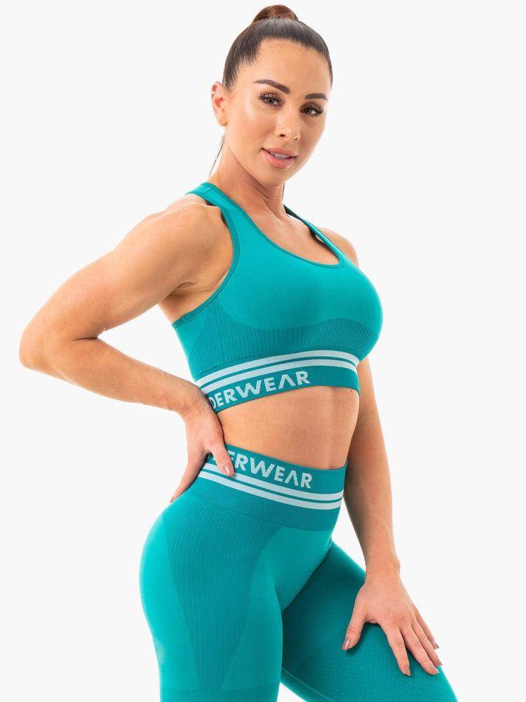 Staniki Sportowe Damskie Ryderwear Women Sports Bra Freestyle Seamless Longline Turkusowe | PL1626JJ