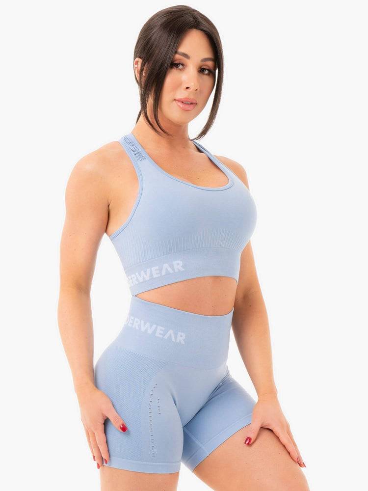 Staniki Sportowe Damskie Ryderwear Women Sports Bra Seamless Staples Niebieskie | PL1628LH