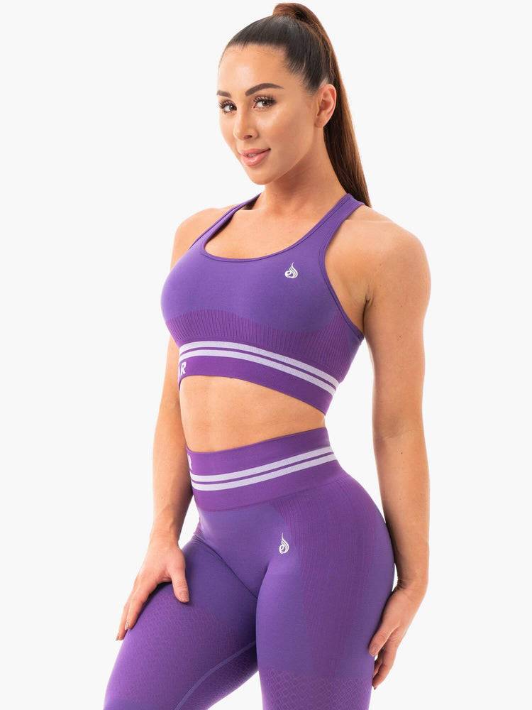 Staniki Sportowe Damskie Ryderwear Women Sports Bra Freestyle Seamless Longline Fioletowe | PL1636QZ